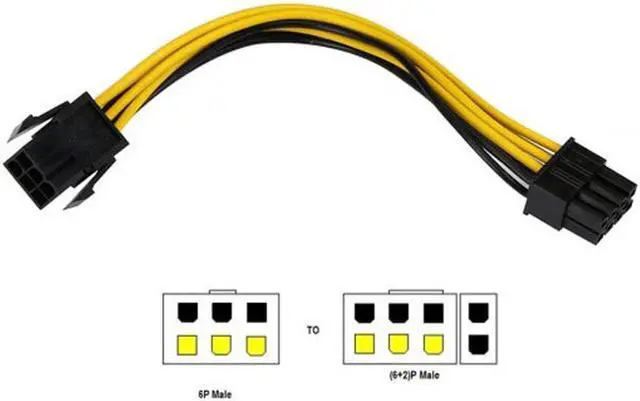 Alt view image 5 of 6 - Aomoproing  PCI-E PCI Express 6 Pin Male to 8 Pin Female Video Card Extension Power Cable