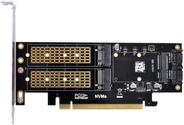 Main image of Aomoproing  PCI Express PCI-E 3.0Dual SATA to NGFF NVME MSATA M-Key B/M-key SSD Card Adapter 3in1