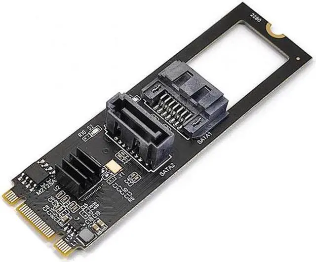 Main image of Aomoproing   NGFF Key B+M PCI Express to SATA 3.0 6Gbps Dual Ports Vertical Horizontal Adapter Converter Hard Drive Extension Card JMB582 2280