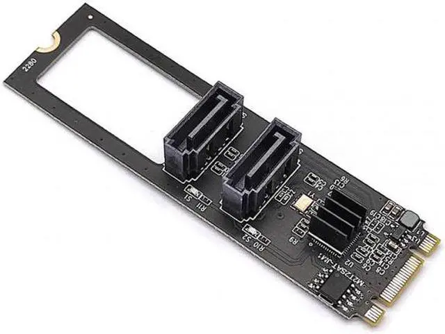Main image of Aomoproing  NGFF Key B+M PCI Express to SATA 3.0 6Gbps Dual Ports Vertical Adapter Converter Hard Drive Extension Card JMB582 2280