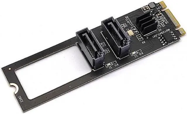 Alt view image 7 of 7 - Aomoproing  NGFF Key B+M PCI Express to SATA 3.0 6Gbps Dual Ports Vertical Adapter Converter Hard Drive Extension Card JMB582 2280