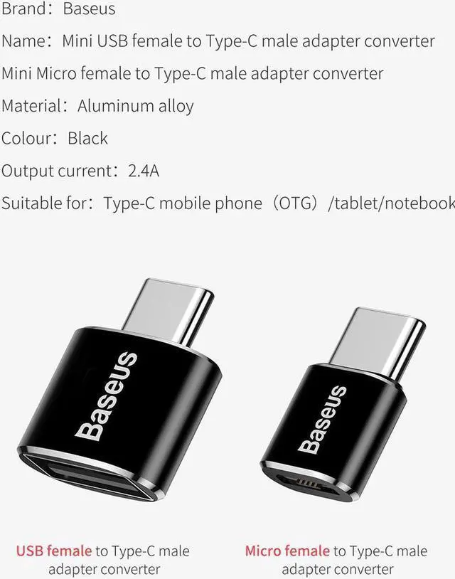 Alt view image 5 of 7 - Micro USB To Type C OTG Adapter Converter Micro USB Female To USB-C Male Converter