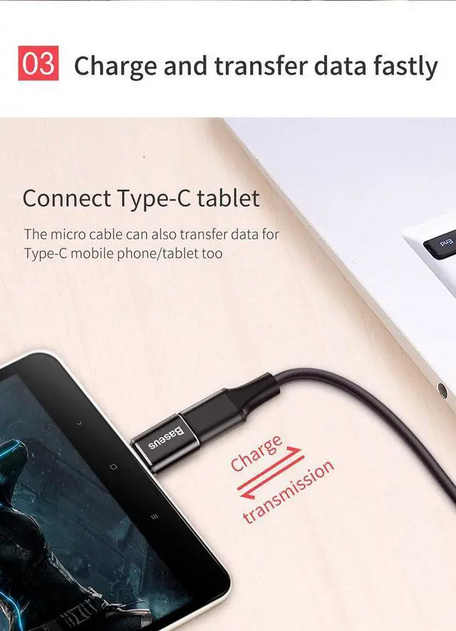 Alt view image 6 of 7 - Micro USB To Type C OTG Adapter Converter Micro USB Female To USB-C Male Converter
