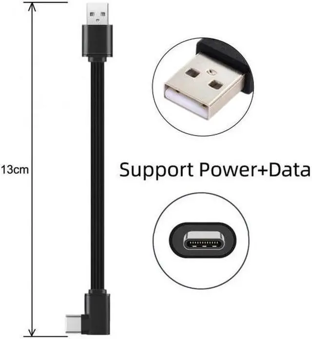 Alt view image 3 of 7 - Aomoproing 13cm USB 2.0 Type-A Male to USB-C Type-C Left Right Angled 90 Degree Data Flat Slim FPC Cable for FPVDiskPhone