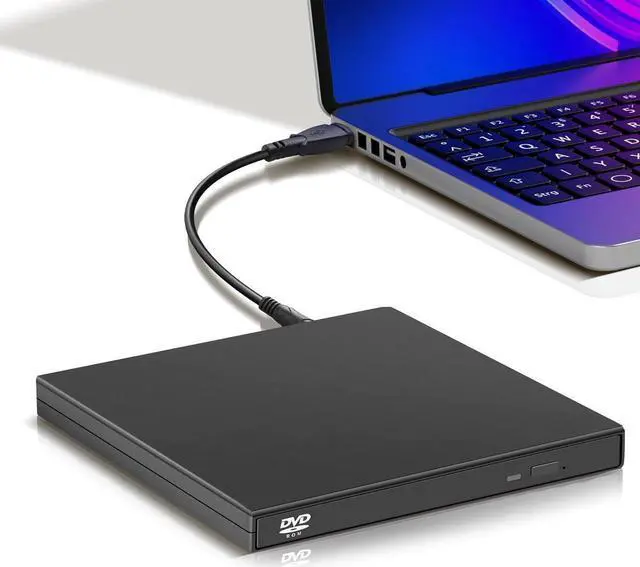 Main image of External CD DVD Drive, USB 2.0 Portable Optical Disc Drive, External CD RW Reader DVD Player for Laptop Desktop PC Mac Windows 11/10/8/7, Mac, Linux OS