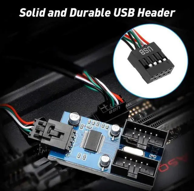Alt view image 5 of 6 - Motherboard USB 2.0 9pin Header 1 to 2 Extension Hub Splitter Adapter - Converter MB USB 2.0 Female to 2 Female - 30CM Cable USB 9-pin Internal Cable 9 pin Connector Adapter Port Multiplier