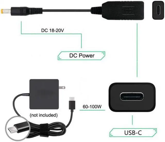 Alt view image 4 of 7 - Aomoproing USB 3.1 Type C USB-C to DC 20V 4.0 1.7mm Power Plug PD Emulator Trigger Charge Cable for Laptop