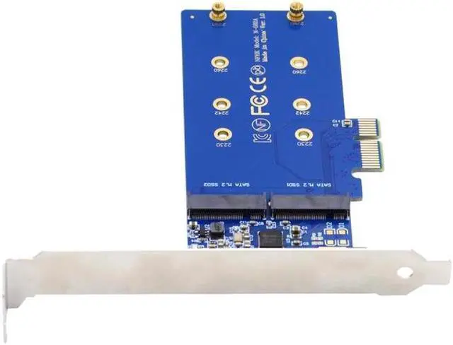 Alt view image 6 of 7 - Aomoproing Dual SATA NGFF Key B+M SSD to PCI-E 1x Motherboard Desktop Adapter Converter SSD Card JMB582 2280