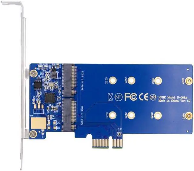 Main image of Aomoproing Dual SATA NGFF Key B+M SSD to PCI-E 1x Motherboard Desktop Adapter Converter SSD Card JMB582 2280