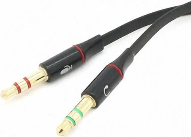 Alt view image 2 of 7 - Aomoproing Black Dual 3.5mm Male to Single Female Headphone Microphone Audio Splitter Cable for Cell PhoneTabletLaptop