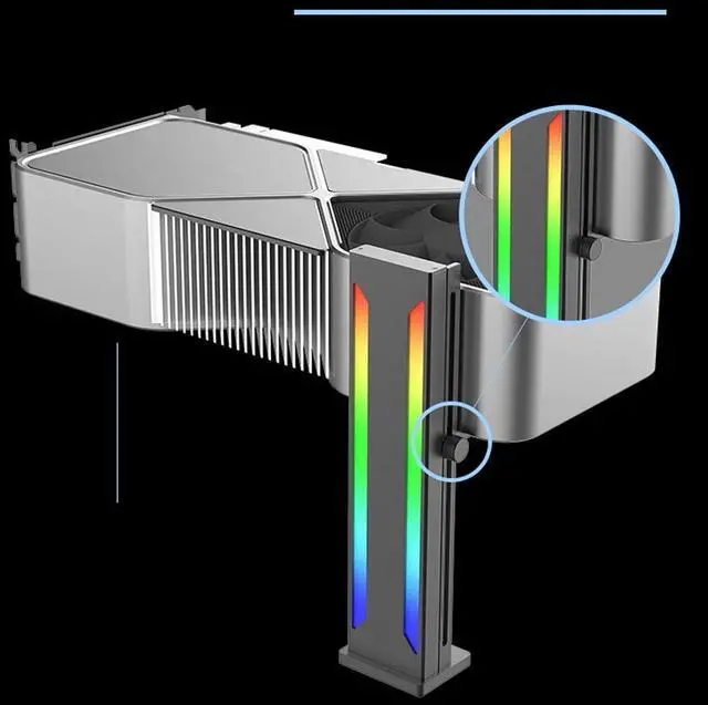 Alt view image 4 of 6 - RGB GPU Support Bracket, Magnetic Base Graphics Card GPU Brace Support, Slidable 5V 3 Pin GPU Stand Colorful Video Card Holder Bracket (Black)