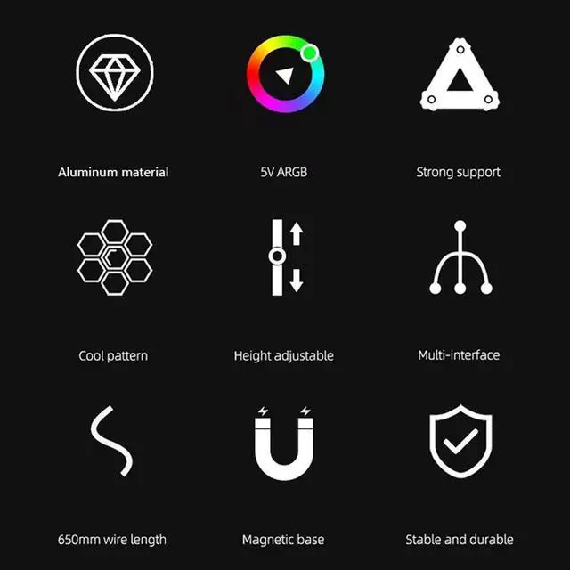 Alt view image 6 of 6 - RGB GPU Support Bracket, Magnetic Base Graphics Card GPU Brace Support, Slidable 5V 3 Pin GPU Stand Colorful Video Card Holder Bracket (White)