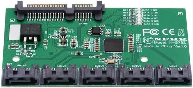 Alt view image 3 of 7 - Aomoproing SATA 3.0 6Gbps 1 to 5 Splitter Ports HUB Adapter Converter PM Multiplier Port Selector JMB575