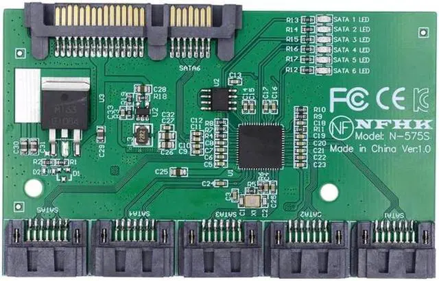 Main image of Aomoproing SATA 3.0 6Gbps 1 to 5 Splitter Ports HUB Adapter Converter PM Multiplier Port Selector JMB575