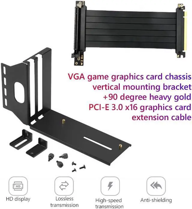 Alt view image 2 of 6 - Vertical Mounting Bracket Heavy PCI-E 3.0 X16 Graphics Card Vertical Bracket Extension Cable for ATX PC Case