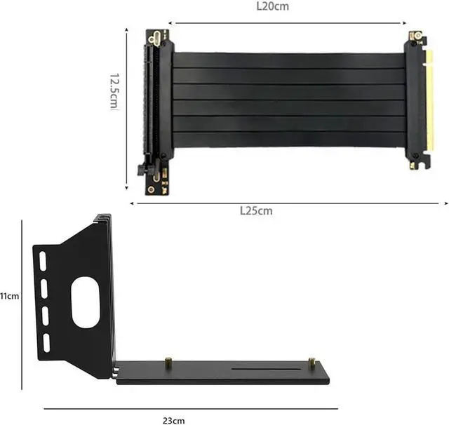 Alt view image 3 of 6 - Vertical Mounting Bracket Heavy PCI-E 3.0 X16 Graphics Card Vertical Bracket Extension Cable for ATX PC Case