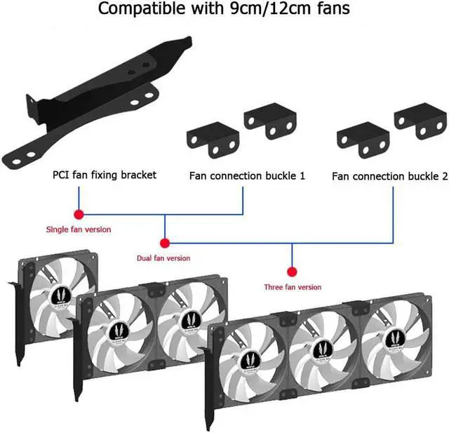 Alt view image 5 of 6 - Dual Fans Mount Rack Cooling Heatsink PCI Slot Bracket support 90MM/120MM Fan For Graphics Video Car Mount Cooling Fan Bracket