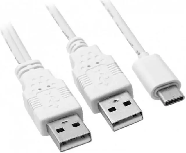 Alt view image 2 of 6 - Aomoproing USB 3.1 Type C USB-C to Dual A Male Extra Power Data Y Cable for Cell PhoneHard Disk