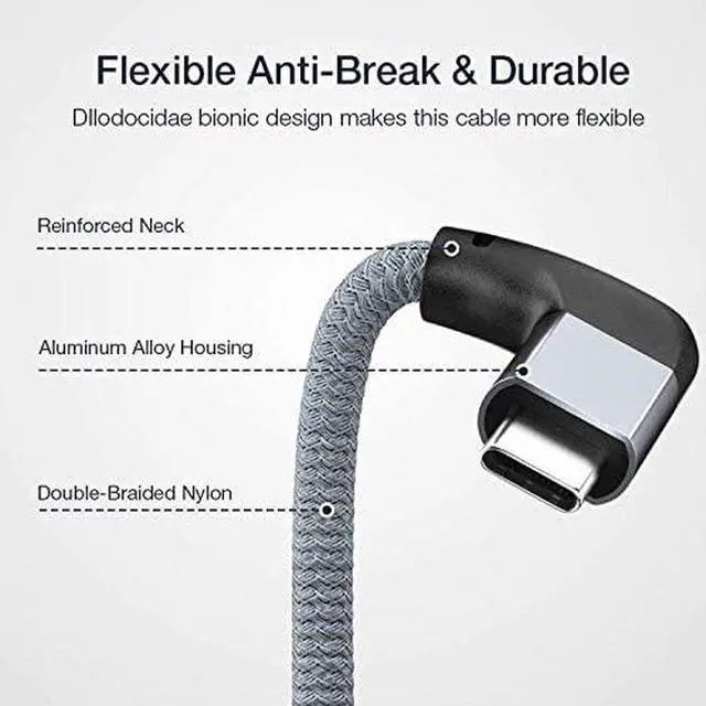 Alt view image 7 of 7 - Right Angle USB C Extension Cable 3.3FT / 1M, USB-C 3.1 Male to Female 4K Video Cord, Gen 2 10Gbps, 90 Degree Type C Extender, Compatible with Thunderbolt 3 MacBook Pro/Air,iPad Pro, Nintendo Switch