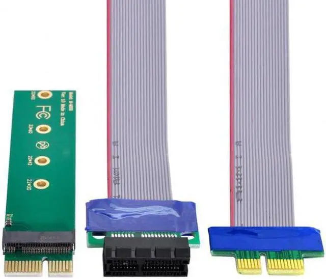Alt view image 7 of 7 - Aomoproing  NGFF M-key NVME AHCI SSD to PCI-E 3.0 1x x1 Vertical Adapter with Cable Male to Female Extension