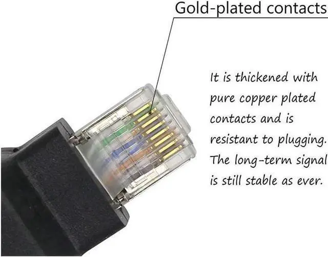 Alt view image 2 of 6 - RJ45 Ethernet LAN Male to Female Cat5 / Cat5e / Cat6 Crossover Adapter(2-Pack),Black (Straight)