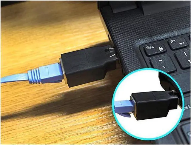 Alt view image 3 of 6 - RJ45 Ethernet LAN Male to Female Cat5 / Cat5e / Cat6 Crossover Adapter(2-Pack),Black (Straight)