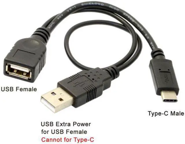 Alt view image 4 of 5 - Aomoproing USB-C Type-C USB 3.1 to USB 2.0 Female OTG Data Cable with Power for Cell PhoneTabletLaptopMacbook Pro