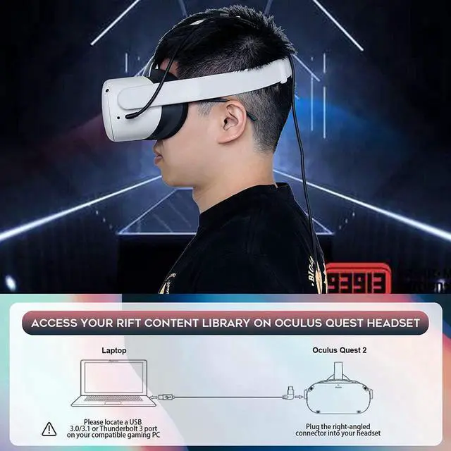 Alt view image 5 of 7 - (1 Set) VR Link Cable 8M, 26Ft USB Stable Data Cable Compatible for Oculus Quest, Oculus Quest 2 Link Steam VR, Extension Cable(5M) with Relay Amplifier Chip and USB 3.2 Gen 1 Cable(3M) (Cable Only)