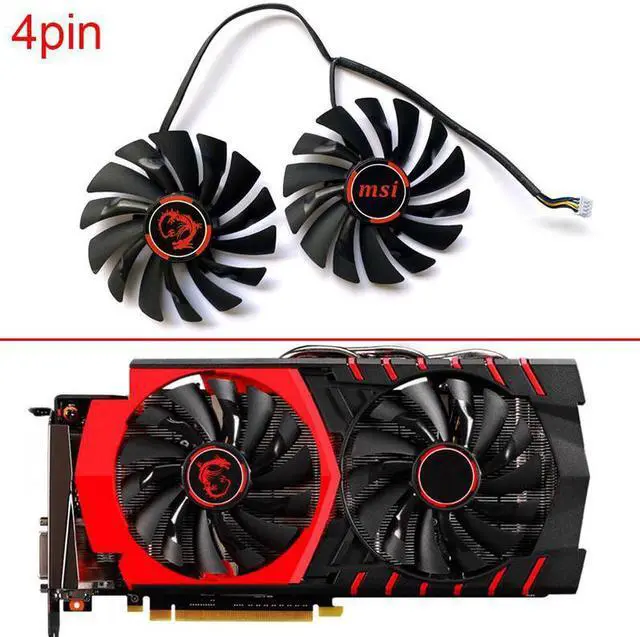 Main image of 95MM PLD10010S12HH 4PIN GTX980 GPU FAN For MSI Radeon R9 380 Armor 2X GTX 1060 970 RX580 Graphics Video Card Cooling Fans