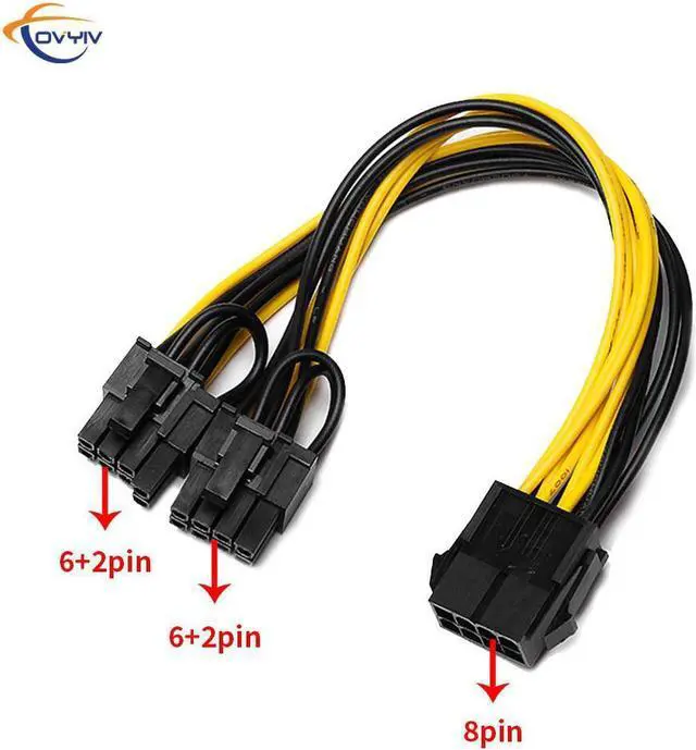 Alt view image 5 of 6 - COVYIV 8 Pin PCI-E to Dual PCIE 6+2 Pin Power Cable Motherboard Graphics Card PCI Express Riser GPU Power Data Cable 20cm