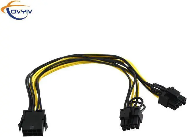 Alt view image 6 of 6 - COVYIV 8 Pin PCI-E to Dual PCIE 6+2 Pin Power Cable Motherboard Graphics Card PCI Express Riser GPU Power Data Cable 20cm