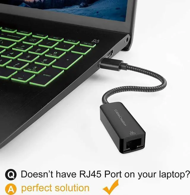 Alt view image 7 of 7 - USB to Ethernet Adapter, CableCreation USB 3.0 to 10/100/1000 Mbps Aluminum RJ45 LAN Network Adapter, Compatible with MacBook, Surface Pro, Laptop, PC, Windows, macOS and More