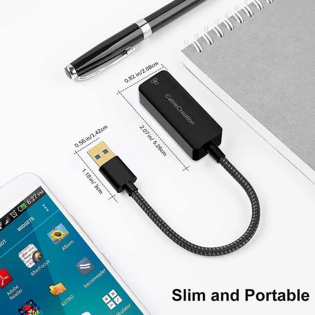 Alt view image 3 of 7 - USB to Ethernet Adapter, CableCreation USB 3.0 to 10/100/1000 Mbps Aluminum RJ45 LAN Network Adapter, Compatible with MacBook, Surface Pro, Laptop, PC, Windows, macOS and More