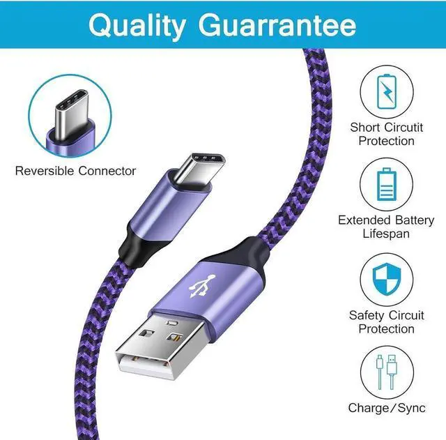 Alt view image 7 of 7 - [6FT,2 Pack] Android Fast Charging Cable C Port Charger Cord USB A to Type C Cell Phone Long Wires for Samsung Galaxy S24/S22/S23 Ultra/S21/S20/A54/A14/A15/A55/A35,Google Pixel 8a/7/8pro/8/6,iPhone 15