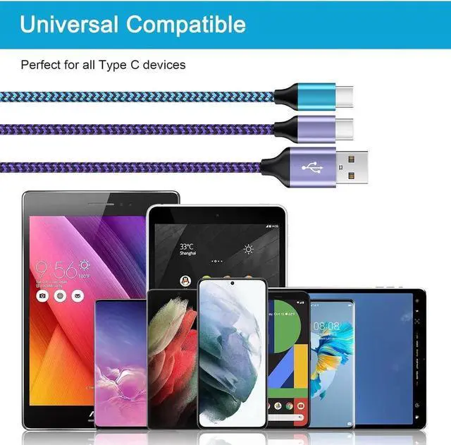 Alt view image 6 of 7 - [6FT,2 Pack] Android Fast Charging Cable C Port Charger Cord USB A to Type C Cell Phone Long Wires for Samsung Galaxy S24/S22/S23 Ultra/S21/S20/A54/A14/A15/A55/A35,Google Pixel 8a/7/8pro/8/6,iPhone 15