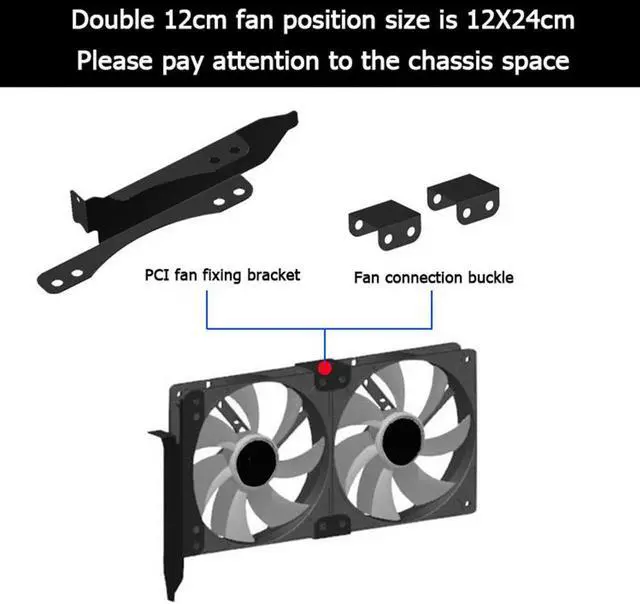 Main image of PCI Slot Dual Fan Mount Rack Bracket 90mm 120mm for Desktop Graphics Video Card Computer Water Cooling System Waterblock
