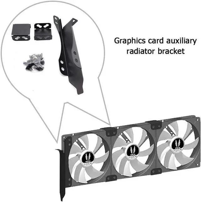 Alt view image 3 of 6 - PCI Slot Dual Fan Mount Rack Bracket 90mm 120mm for Desktop Graphics Video Card Computer Water Cooling System Waterblock