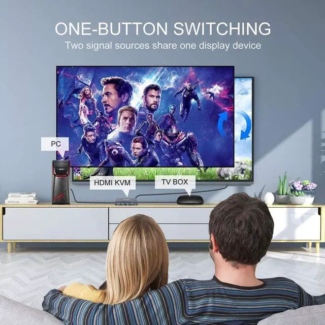 Alt view image 7 of 7 - KVM Switch HDMI 2 Port Box, AIMOS USB and HDMI Switches 4 USB Hub, UHD 4K@30Hz, for 2 Computers Share Keyboard Mouse and one HD Monitor, Not support Hotkey, With HUB Ports