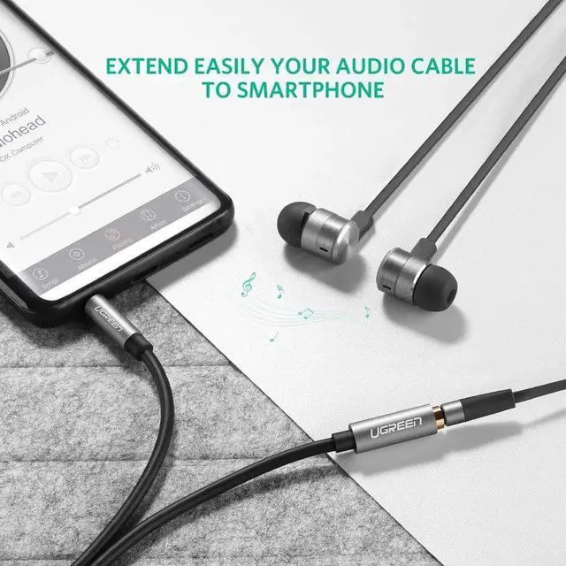 Alt view image 5 of 6 - 3.5mm Male to Female Stereo Audio Cable for iPhone, iPad or Smartphones, Tablets, Media Players -Black(3.3FT, 1meter)