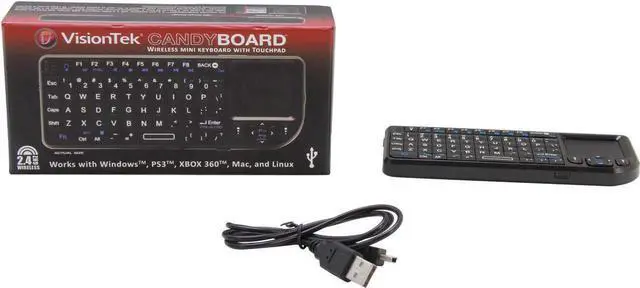 Alt view image 4 of 5 - Vision-Tek Candyboard 900319 Black 69 Normal Keys USB RF Wireless Mini Keyboard