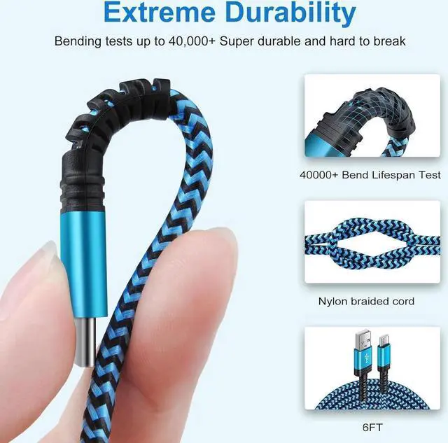 Alt view image 2 of 3 - 2Pack 6FT Android Samsung A15 Charger Cord USB C to Type USB A Fast Charging Cable 3.1A Phone Power Cord for Samsung Galaxy A55 S24 Ultra A35 A54 A14 5G S23 S22 S21 FE, iPhone 15 Pro Max 15 Plus 15