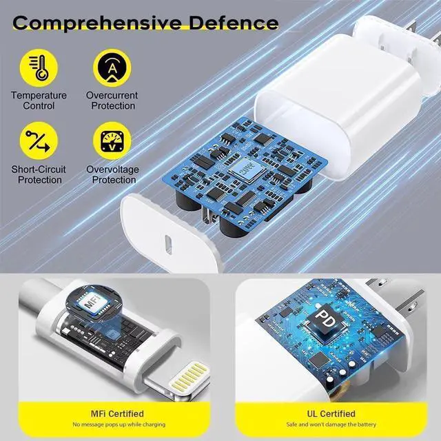 Alt view image 2 of 6 - Fast Charger iPhone,iPhone Charger Cable,3Pack iPhone Charger Fast Charging 6Foot iPhone Charging USB C Charger Adapter 6FT Type C to Lightning Cable for iPhone 14 Pro Max/14 Plus/13/12 Mini/11/XS/SE