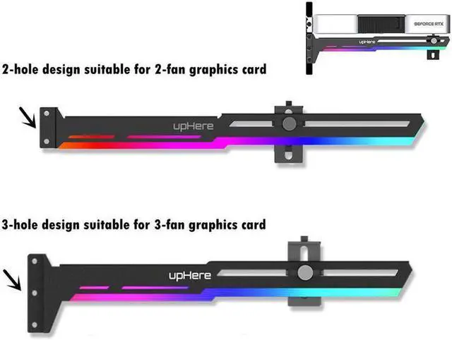 Alt view image 6 of 6 - YT 276mm Videocard Support 5v 3pin 4pin RGB Sync Fusion Horizontal Adjustable Graphics Card Stand Video Card Holder GPU Bracket