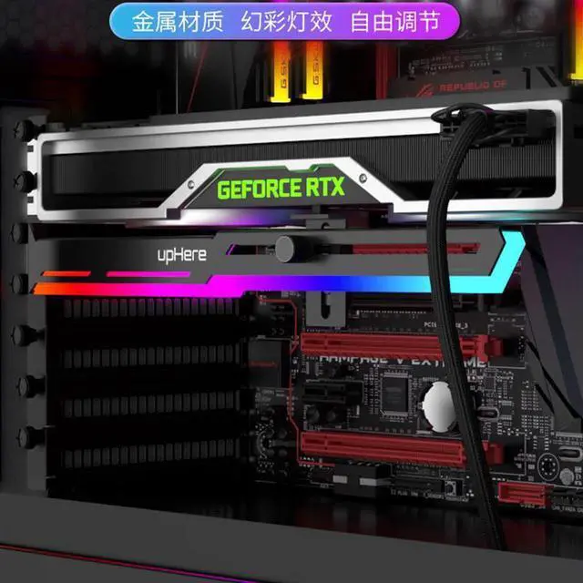 Alt view image 3 of 6 - YT 276mm Videocard Support 5v 3pin 4pin RGB Sync Fusion Horizontal Adjustable Graphics Card Stand Video Card Holder GPU Bracket