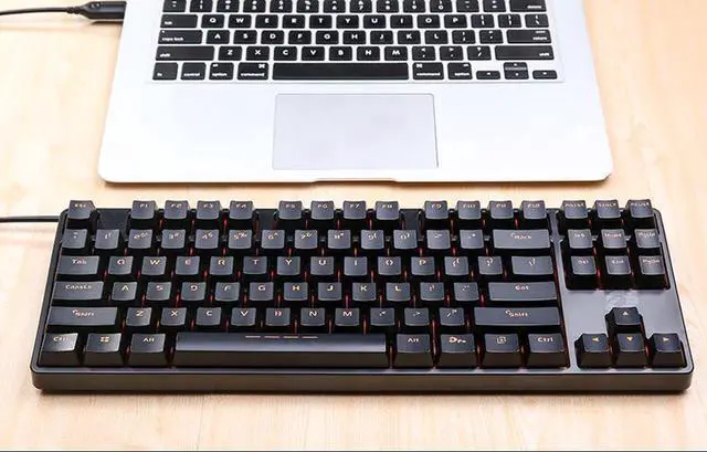 Alt view image 4 of 5 - DK100 Anti-Ghosting Mechanical Keyboard 87 Keys Small Compact Wired USB Gaming Keyboard with Red Switches-Black