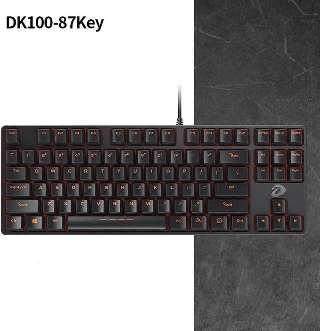 Main image of DK100 Anti-Ghosting Mechanical Keyboard 87 Keys Small Compact Wired USB Gaming Keyboard with Red Switches-Black