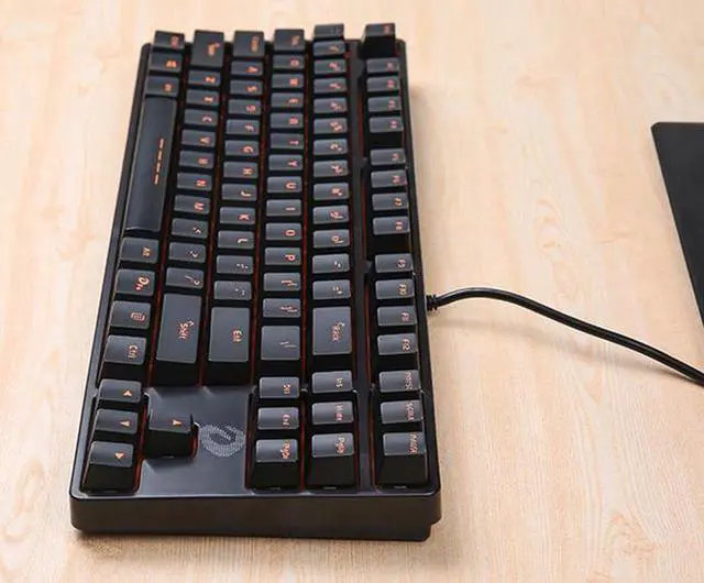 Alt view image 2 of 5 - DK100 Anti-Ghosting Mechanical Keyboard 87 Keys Small Compact Wired USB Gaming Keyboard with Red Switches-Black