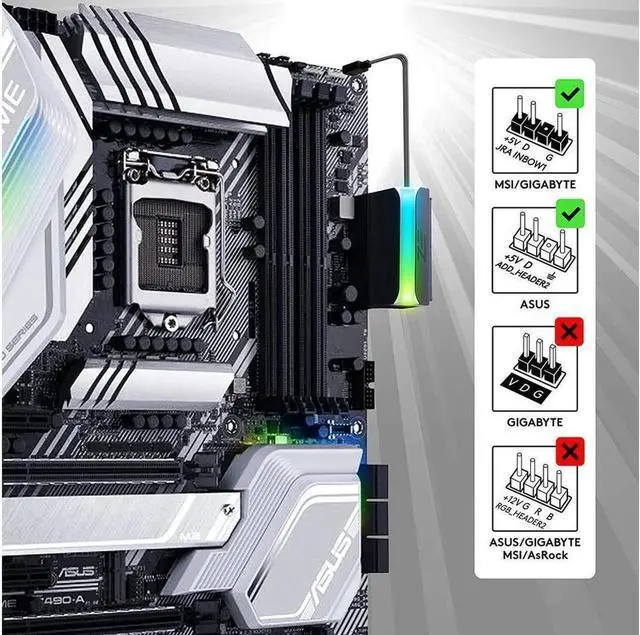 Alt view image 4 of 7 - 5V ARGB Synchronous Computer Motherboard ATX Power Supply 24 PIN 90 Degree Adapter 24 Pin Female to 24 Pin Male Connector Turn Steering Head