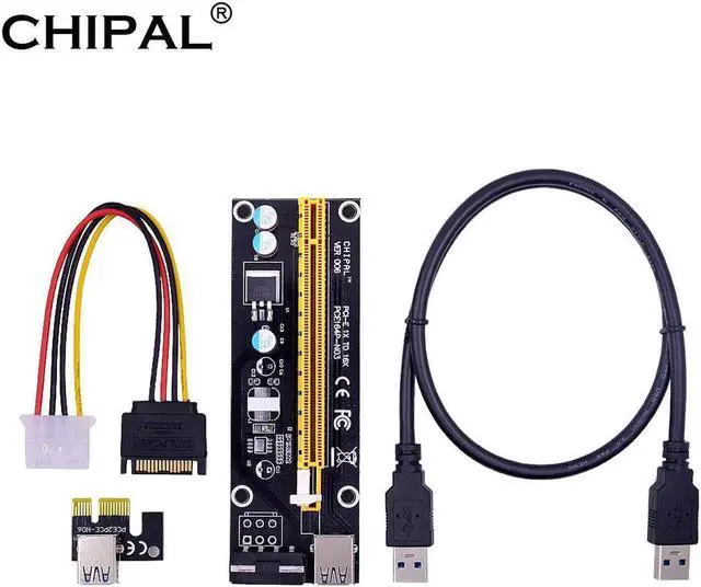 Main image of VER006S PCI-E Riser Card 60CM USB 3.0 Cable PCIE 1X to 16X Extension Adapter SATA 4Pin Power for Graphics Card