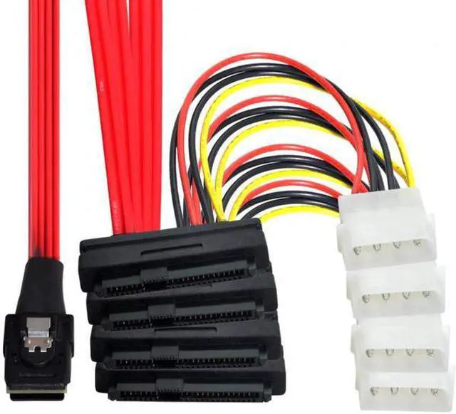 Alt view image 2 of 7 - Aomoproing  LSI / 3Ware Molex mini SAS SFF-8087 to SFF-8482 and power x4 SAS cable